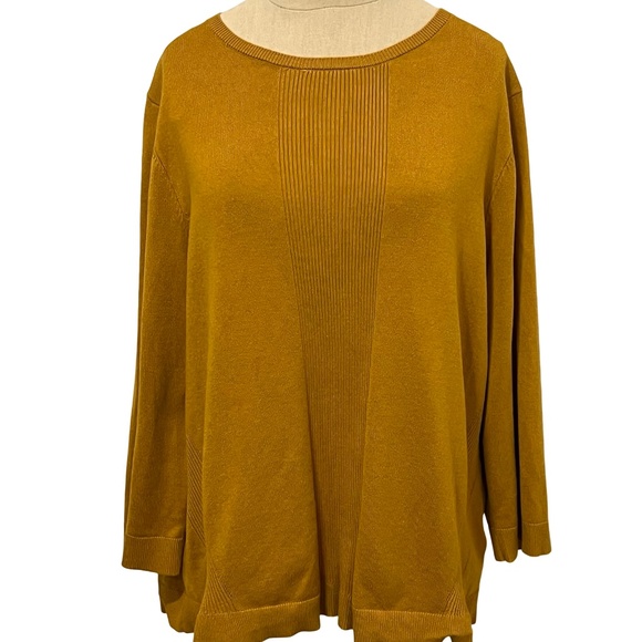Cable & Gauge Green Lightweight Sweater 3/4 sleeves Women’s XL Mustard Gold - Picture 1 of 9